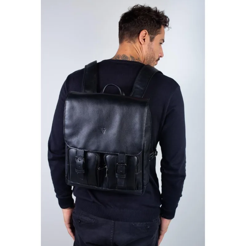 Mochila de couro italiano masculina vintage Miguel