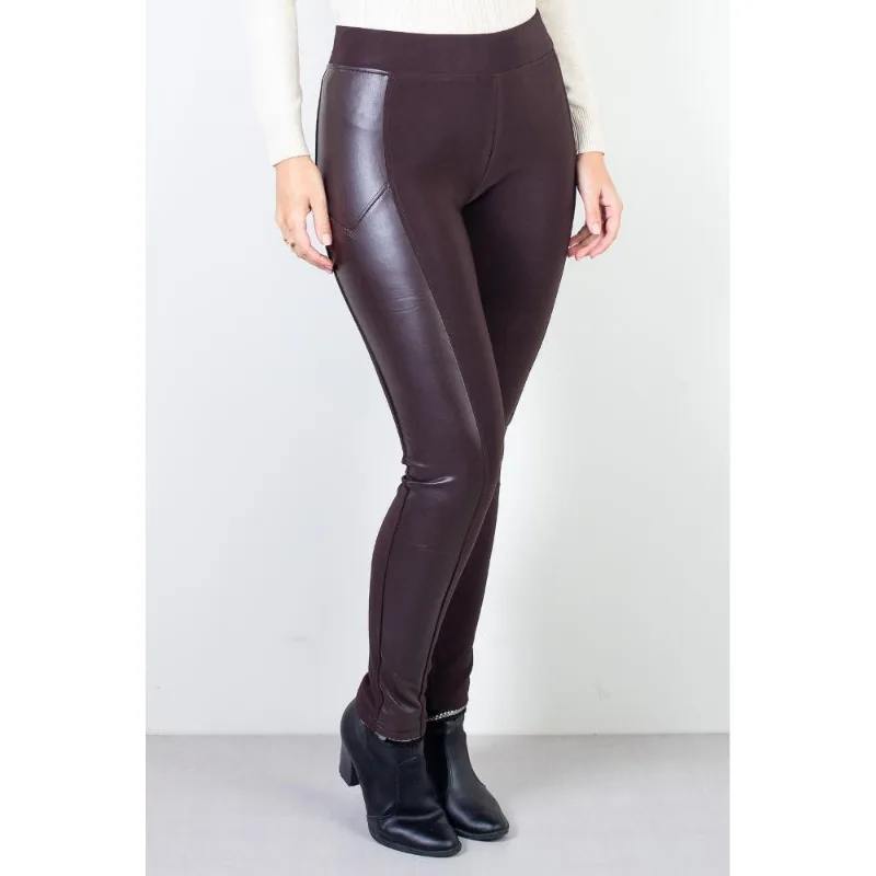 Calça feminina térmica detalhe em PU sintético 80482
