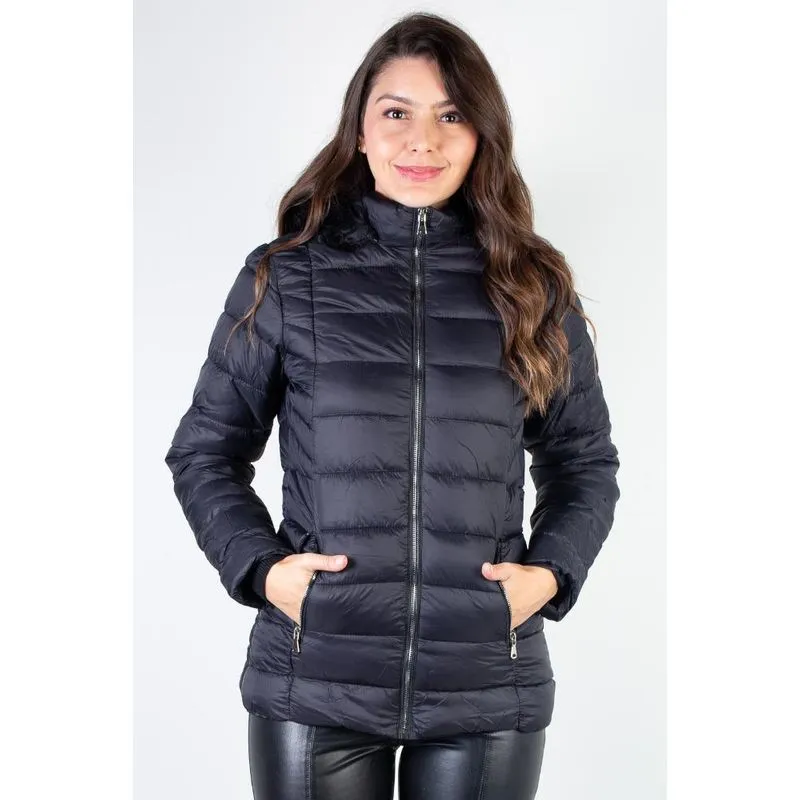 Jaqueta feminina curta de nylon forrada 80239