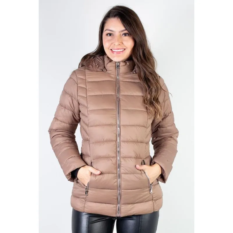 Jaqueta feminina curta de nylon forrada 80239
