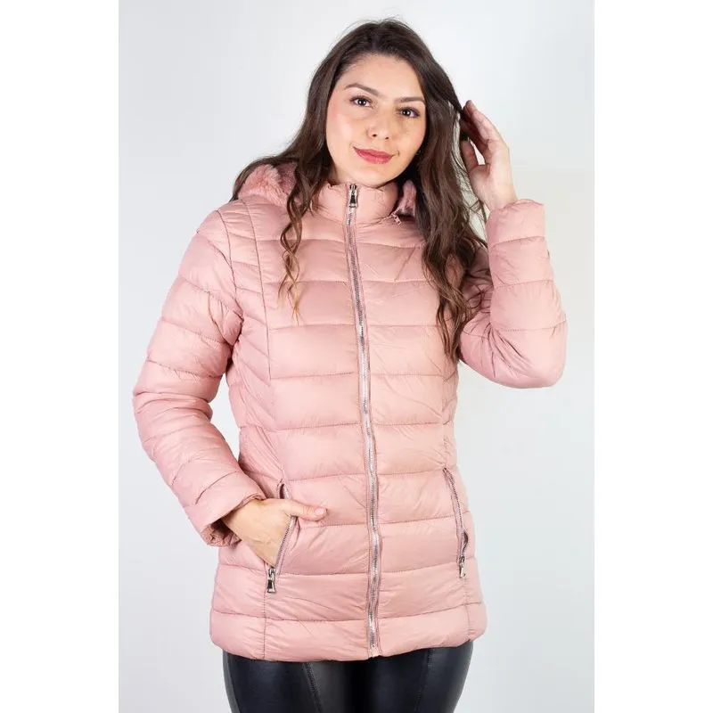Jaqueta feminina curta de nylon forrada 80239