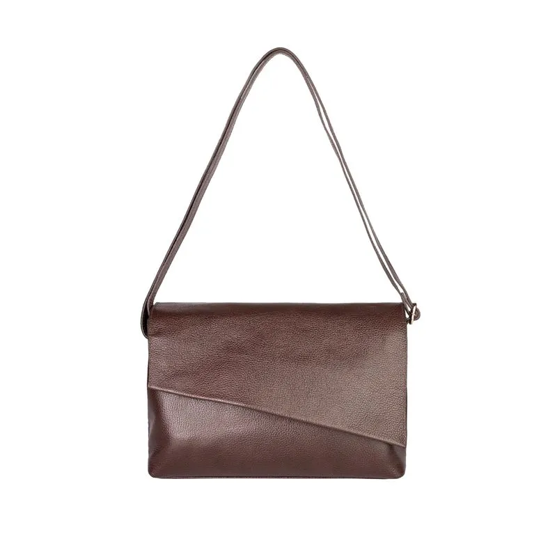 Bolsa tiracolo de couro liso com tampa Rose Café