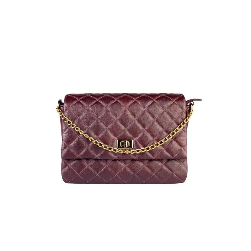 Bolsa grande de couro matelassê Giorgia