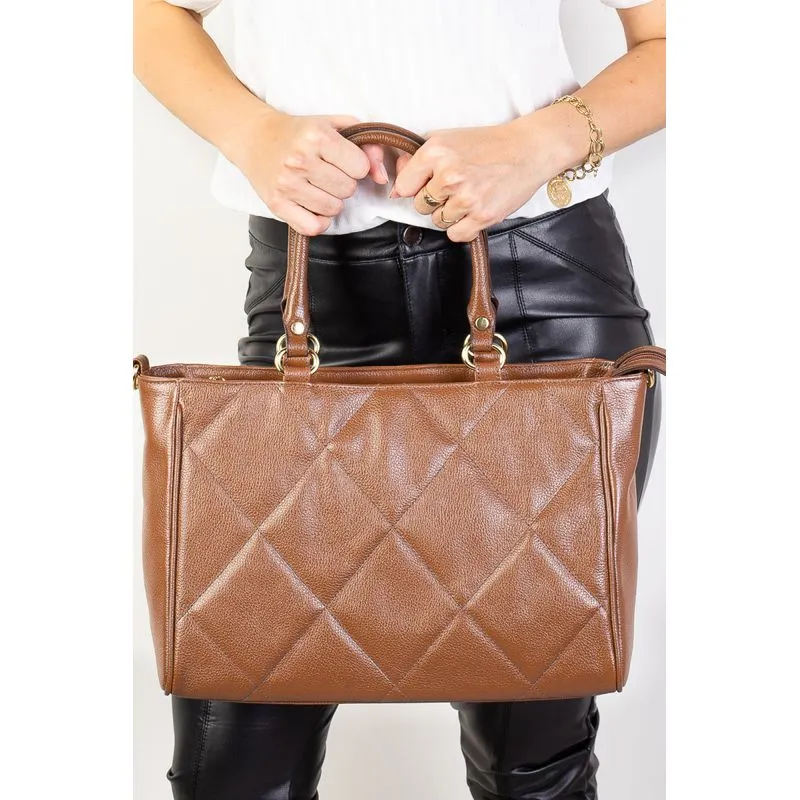 Bolsa feminina de couro liso Eliza Whisky