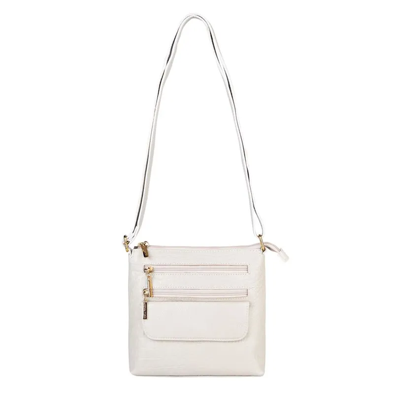 Bolsa transversal de couro croco Maura Marfim