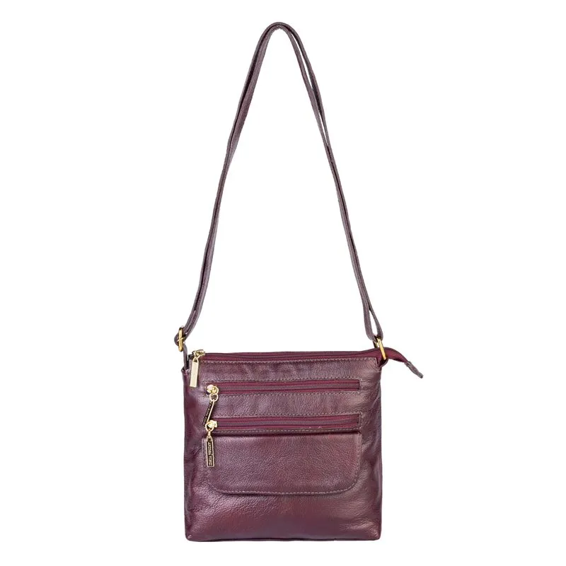 Bolsa transversal de couro liso Maura Marsala