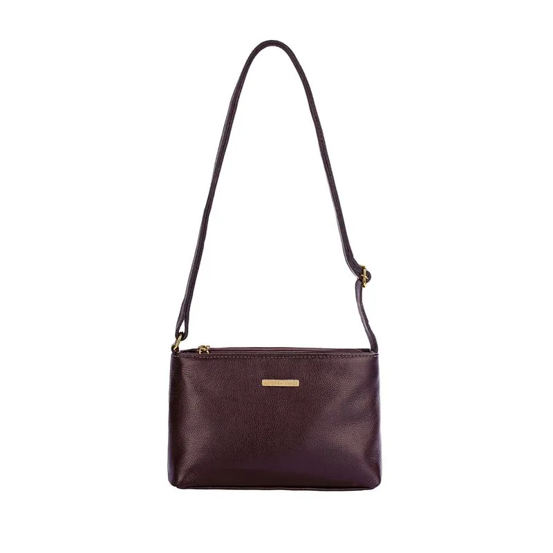 Bolsa pequena transversal de couro liso Iris Marsala