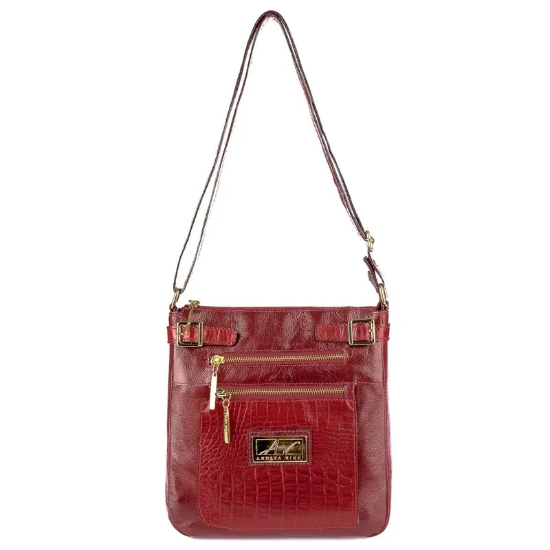 Bolsa Transversal de couro croco Chloe Azul