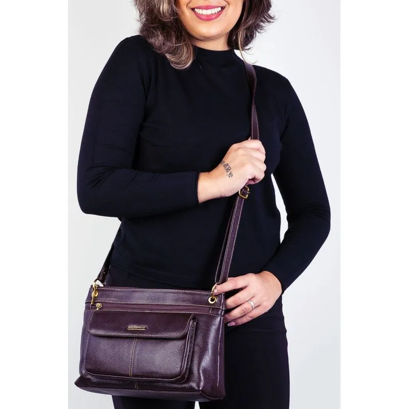 Bolsa tiracolo de couro liso Celine Marsala