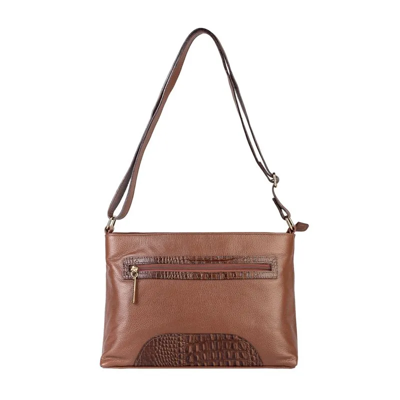 Bolsa transversal de couro liso Antonela Whisky