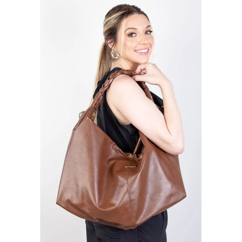 Bolsa saco grande de couro liso Cassia Whisky