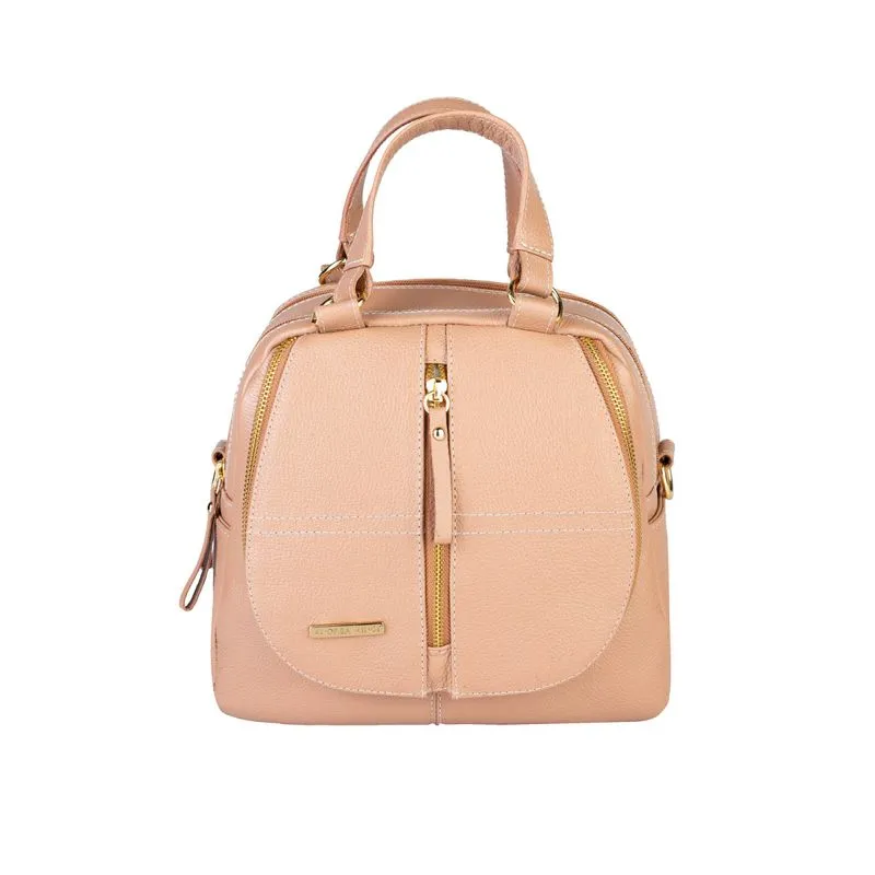 Bolsa mochila de couro liso 3 em 1 Marina Bege