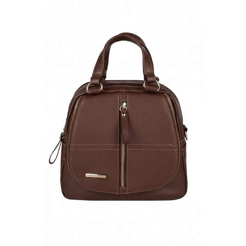 Bolsa mochila de couro liso 3 em 1 Marina Café