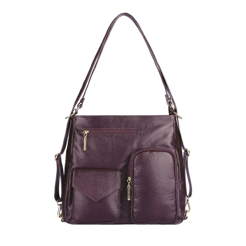 Bolsa mochila de couro liso Érica Marsala