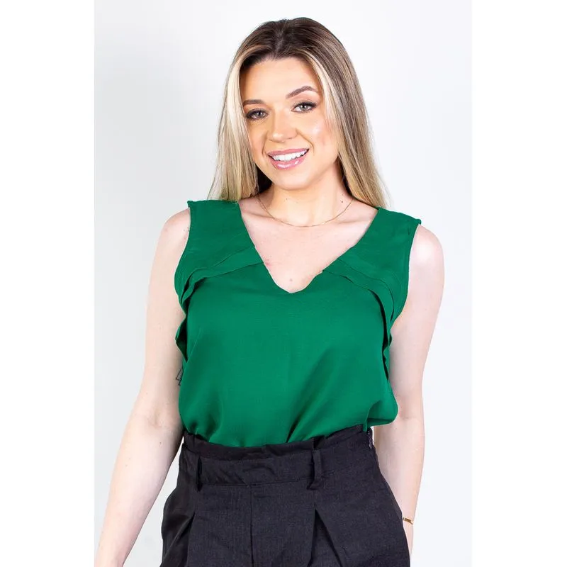 Regata feminina viscose detalhe babado 63569 P / Verde