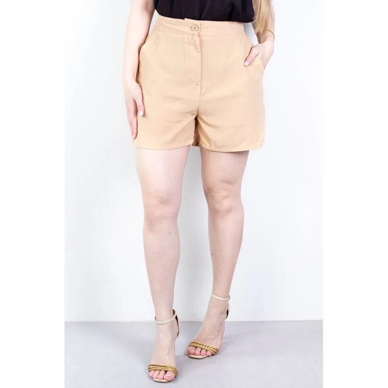 Short feminino alfaiataria com bolsos 64098 P / Bege
