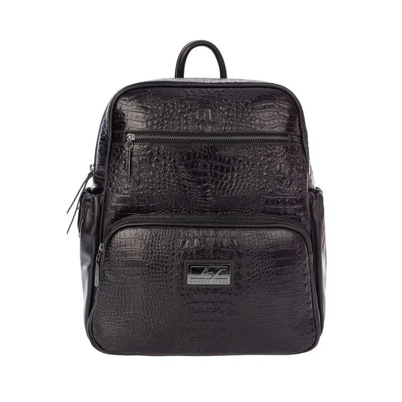 Mochila grande de couro croco grafite Zooey Preto