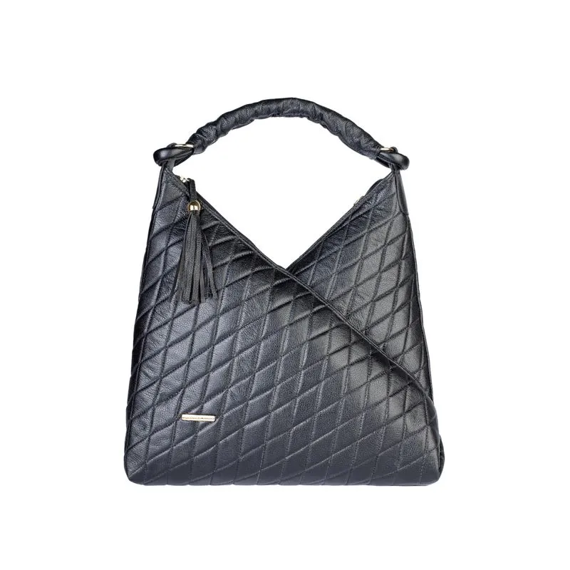 Bolsa de ombro em couro matelassê Carmen Preto