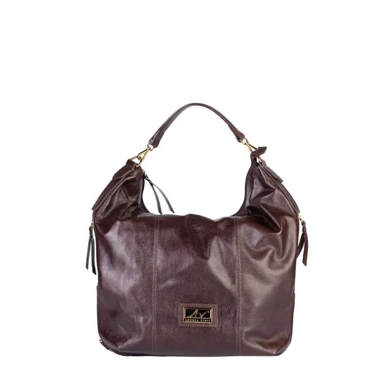 Bolsa mochila saco em couro liso Charlote Café