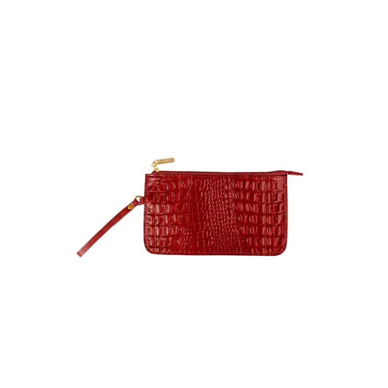 Necessaire de couro com alça Nitty 11,5x20,5cm Vermelho