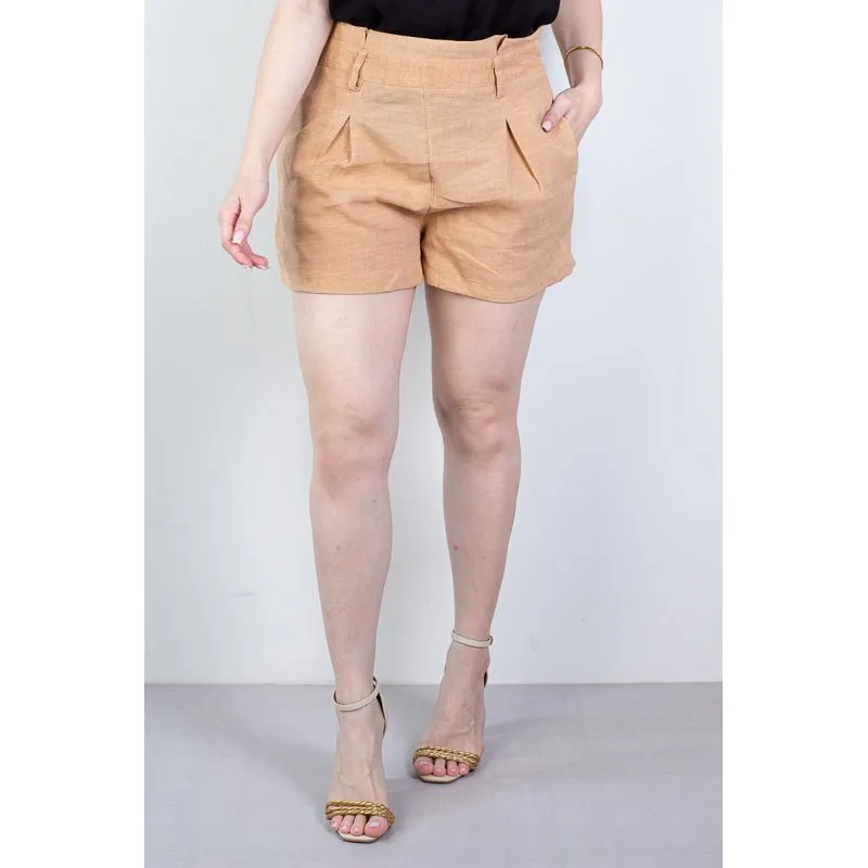 Short feminino alfaiataria com zíper 60010 GG / Bege
