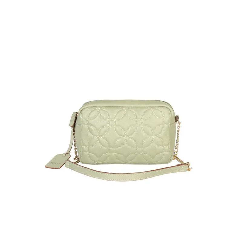 Bolsa transversal de couro matelassê com corrente Mirella