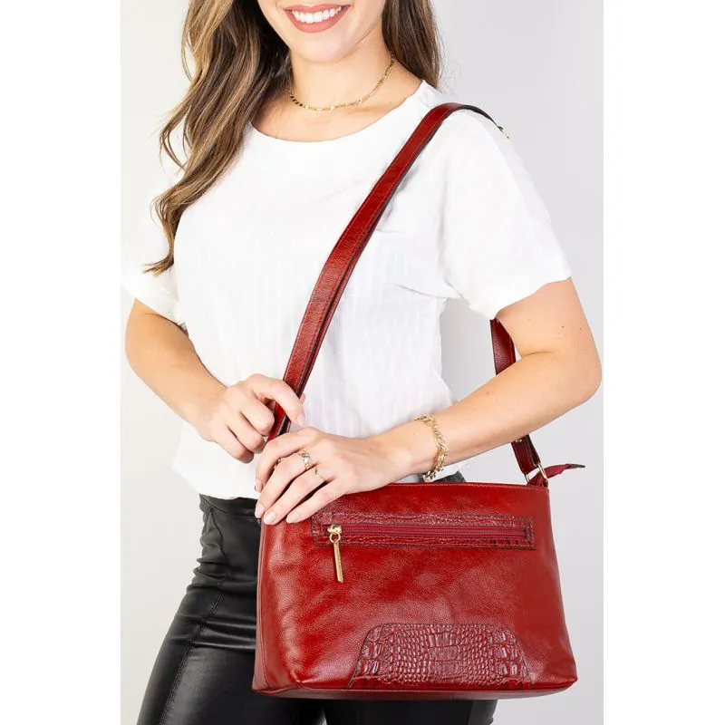 Bolsa transversal de couro liso Antonela Vermelho