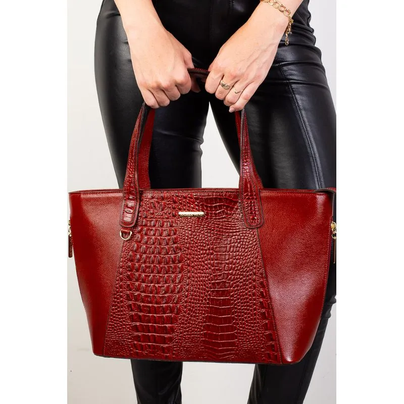 Bolsa feminina de couro croco Audrey Vermelho