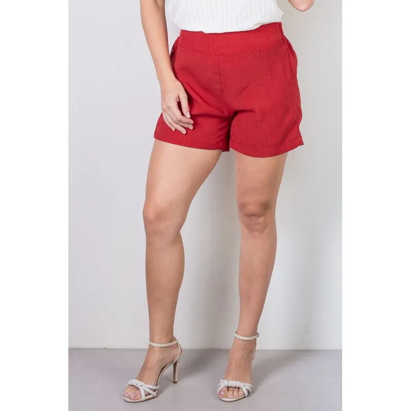 Short feminino alfaiataria com elástico 64526 G / Vermelho