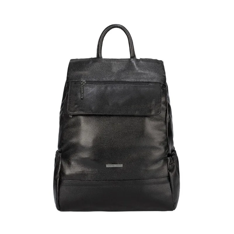 Mochila antifurto de couro liso grafite Suelen
