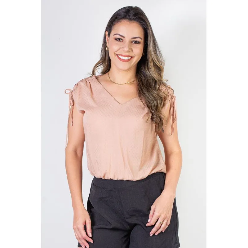 Blusa feminina viscose amarração no ombro 70764 GG / Blush
