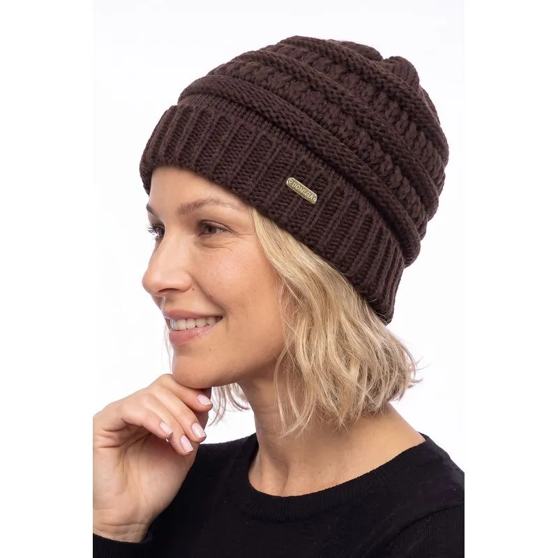 Gorro de tricô inverno feminino 60018 Marrom