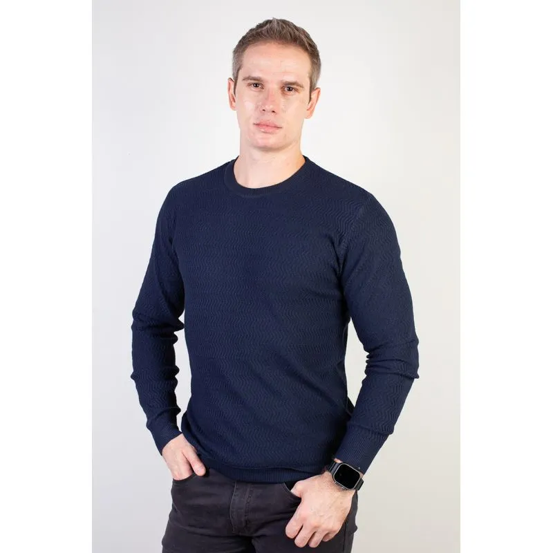 Blusa suéter masculina gola redonda 90217 P / Azul Marinho