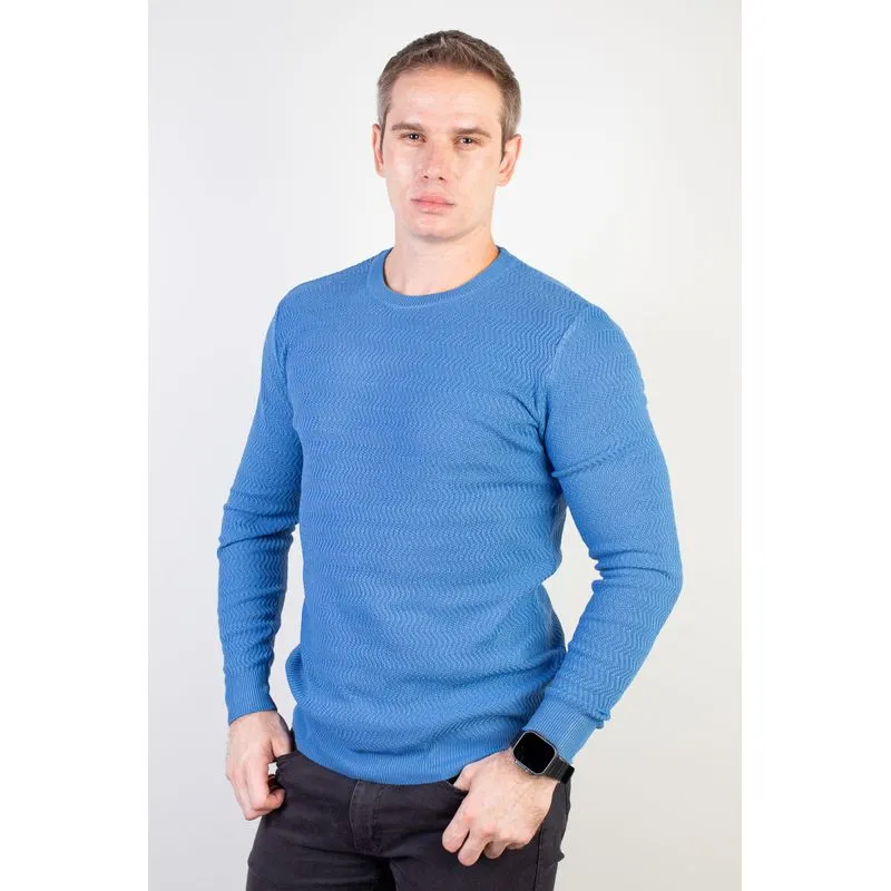Blusa suéter masculina gola redonda 90217 G / Azul