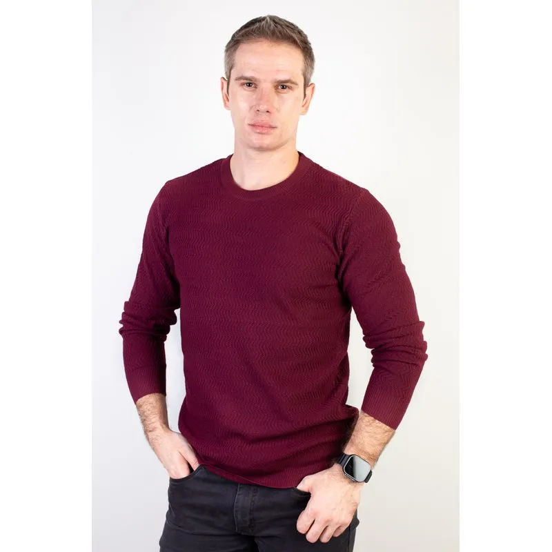 Blusa suéter masculina gola redonda 90217 G / Bordô