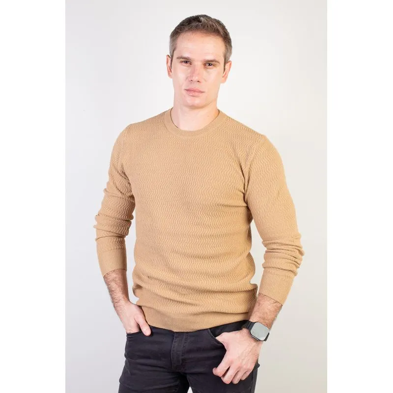 Blusa suéter masculina gola redonda 90217 GG / Bege