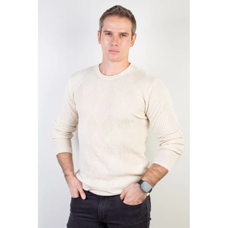 Blusa masculina trabalhada gola redonda 90216 G / Cru