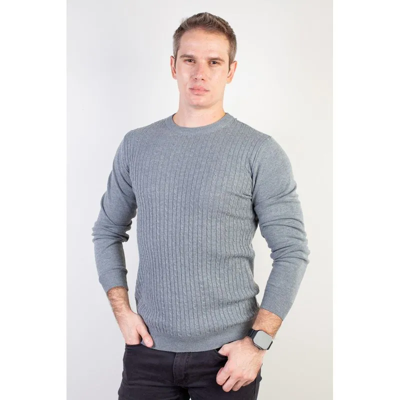 Blusa de malha masculina gola redonda 90184 P / Cinza