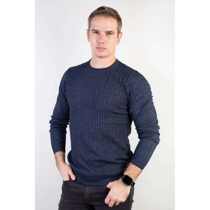 Blusa de malha masculina gola redonda 90184 P / Azul Marinho