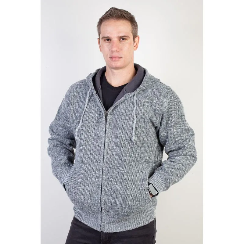 Jaqueta de malha térmica masculina com capuz 90149 G / Cinza