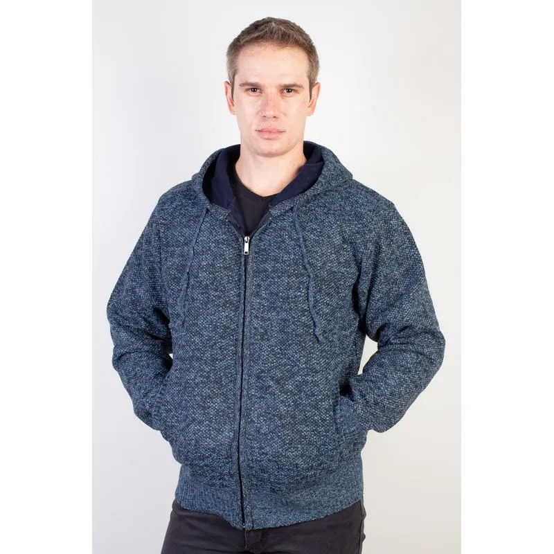 Jaqueta de malha térmica masculina com capuz 90149 P / Azul