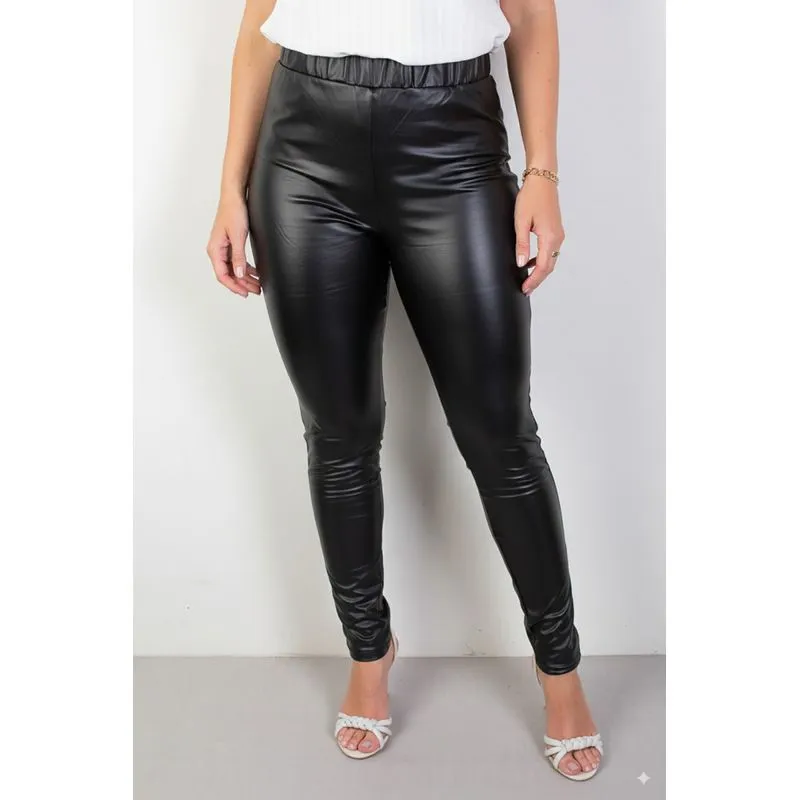 Calça legging térmica feminina PU sintético 80005 G / Preto