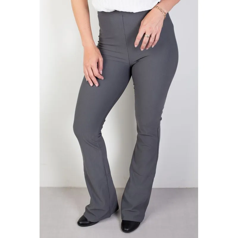Calça flare cintura alta feminina 80020 P / Chumbo