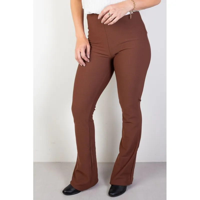 Calça flare cintura alta feminina 80020 P / Marrom