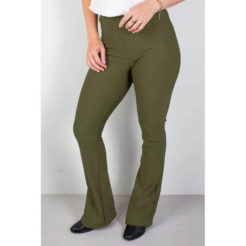 Calça flare cintura alta feminina 80020 GG / Verde
