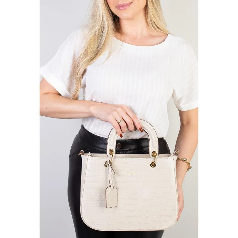 Bolsa baú estruturada de couro croco Eloise