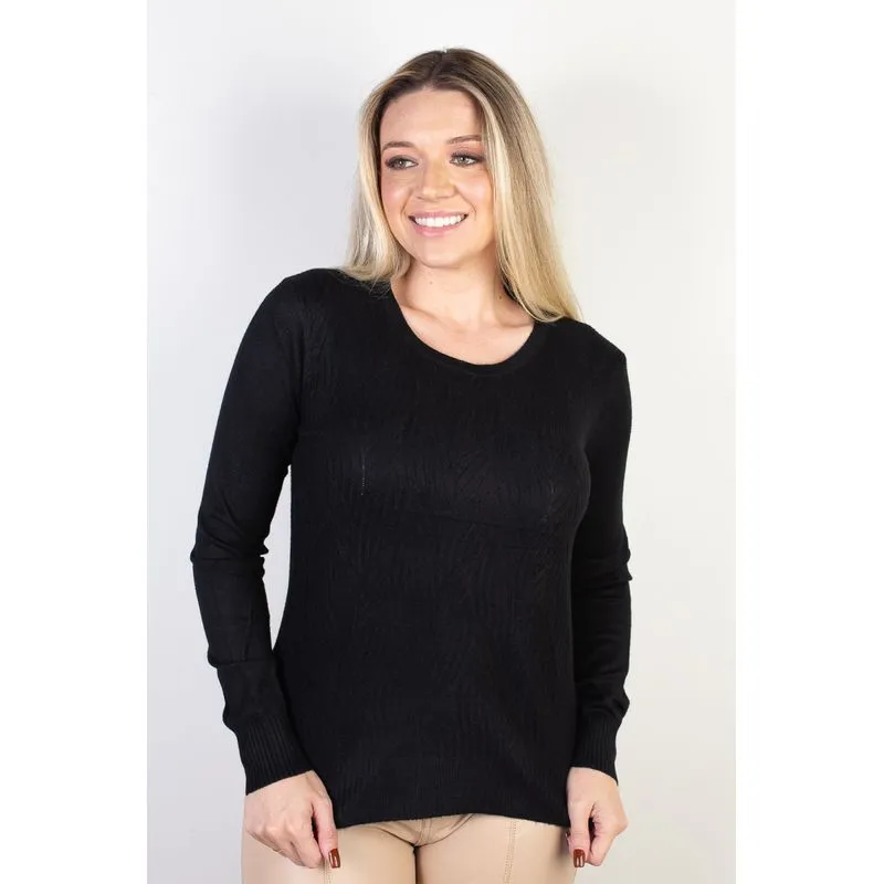 Blusa de malha feminina detalhes 84338 G/GG / Preto