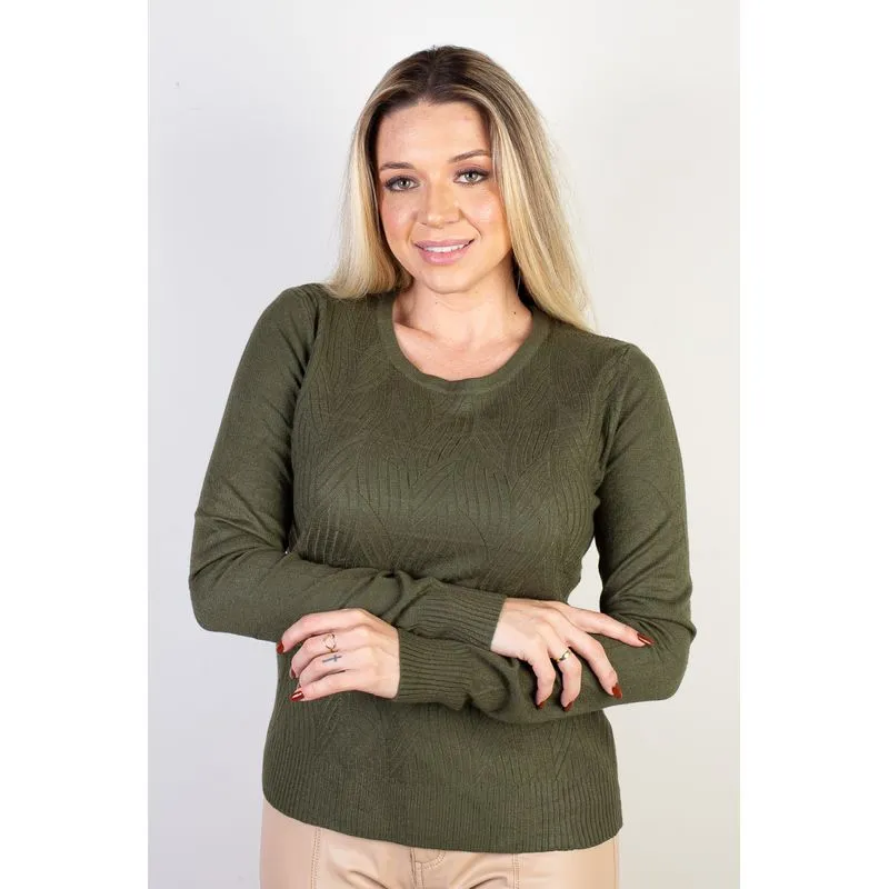 Blusa de malha feminina detalhes 84338 G/GG / Verde