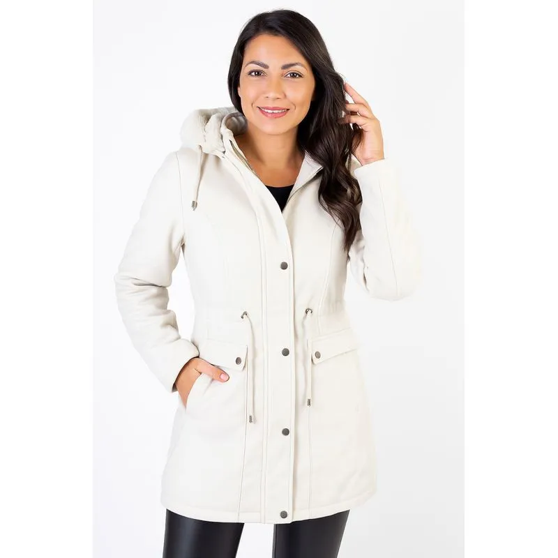 Jaqueta feminina lã batida sintética 84286 G / Off white