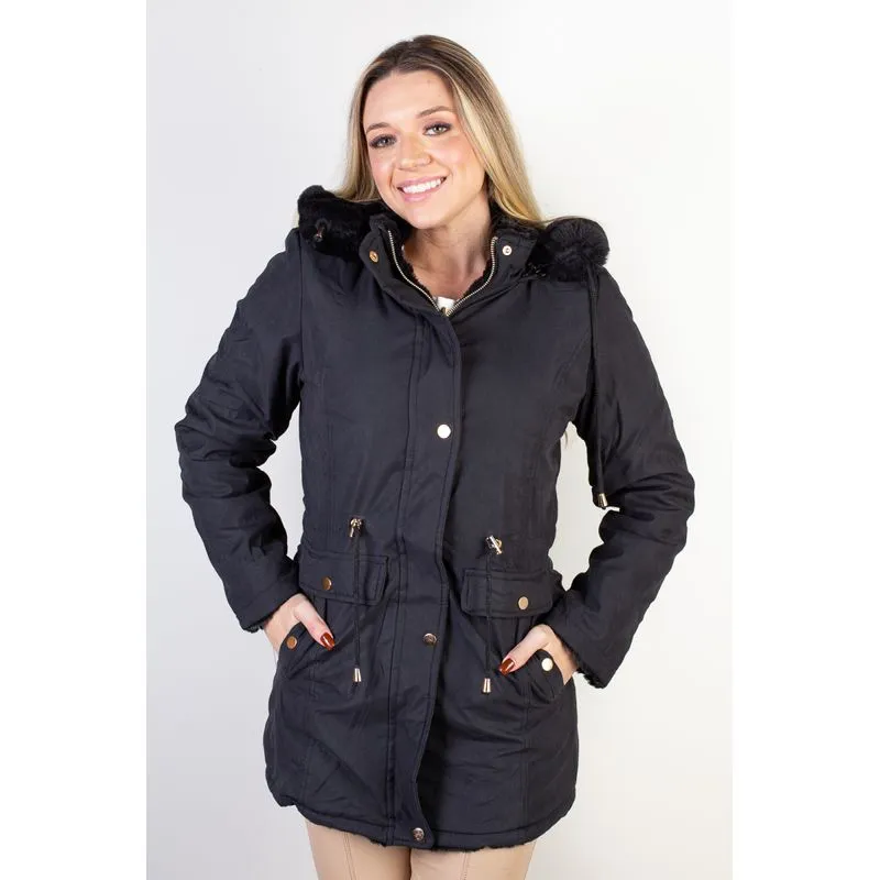 Jaqueta feminina de sarja reversível 84282 M / Preto